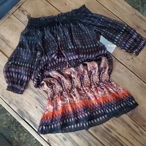 Tramp Women's Off the Shoulder Sheer Top Cover-Up Size Medium